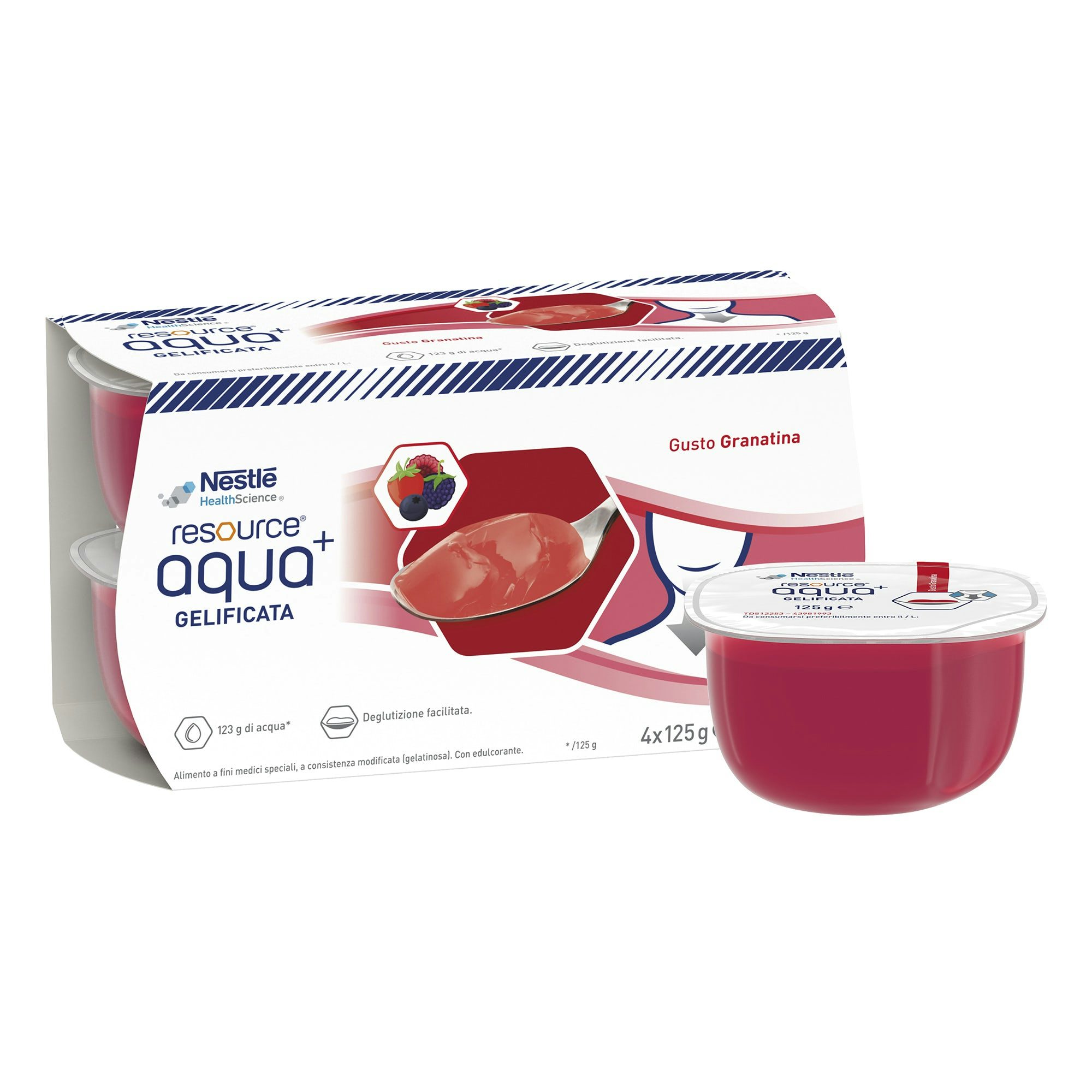 AQUA+ GELIFICATA per idratazione nel paziente diabetico senza zucchero granatina 2