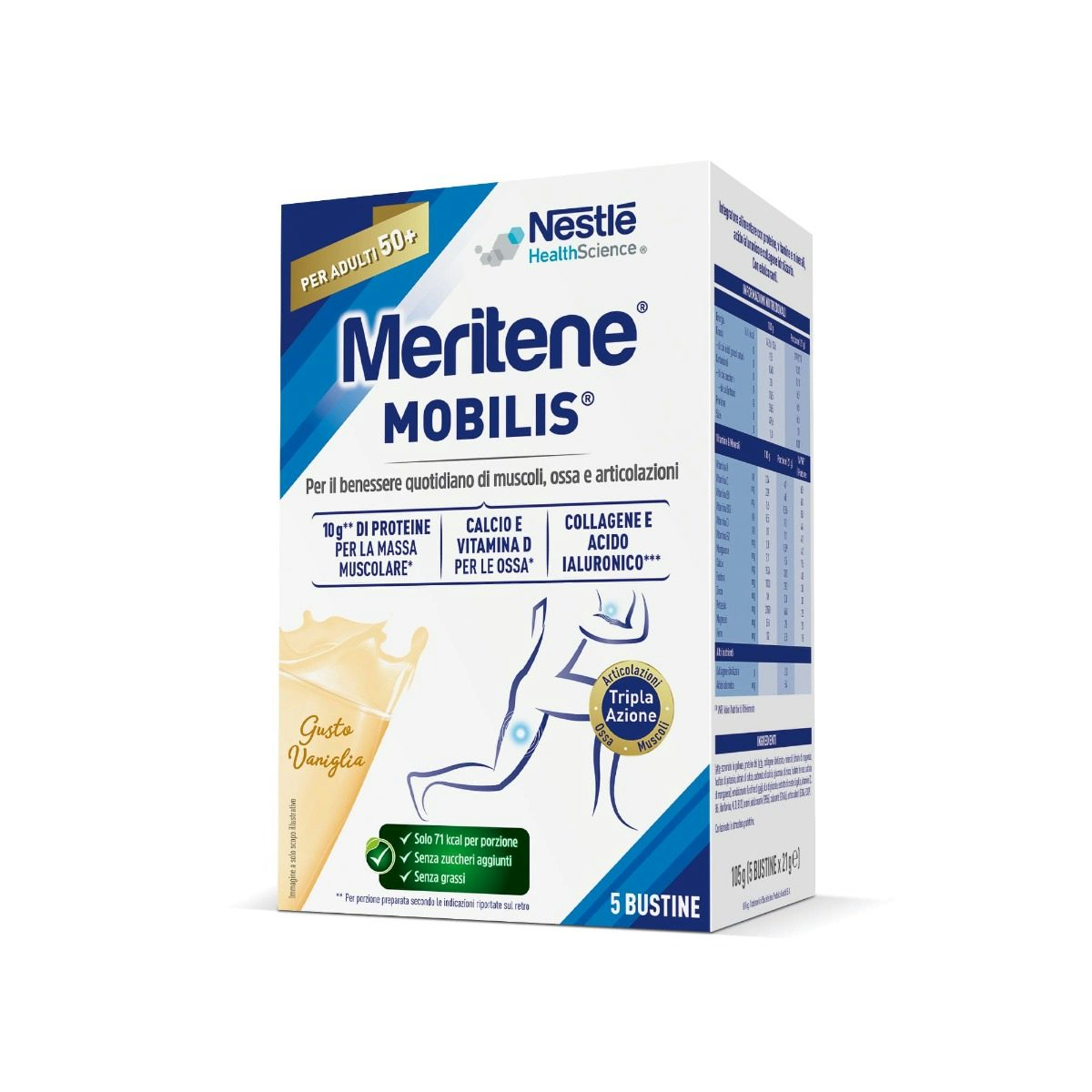 MERITENE MOBILIS Integratore di vitamine minerali e proteine con acido ialuronico e collagene - 5 bustine 0
